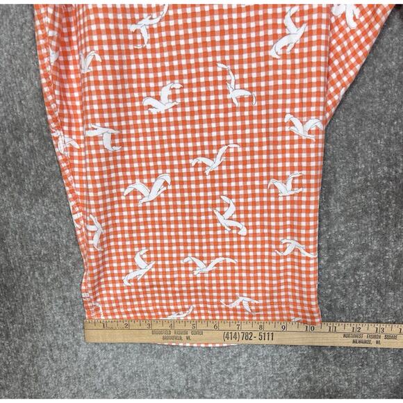 Lands End Capri Pants Womens Size 3X Orange Check Seagull Bird Pockets Pull‎ On - Picture 8 of 8
